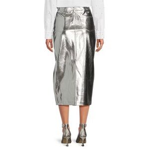 Gianni Bini Metallic‎ Silver Pencil Skirt